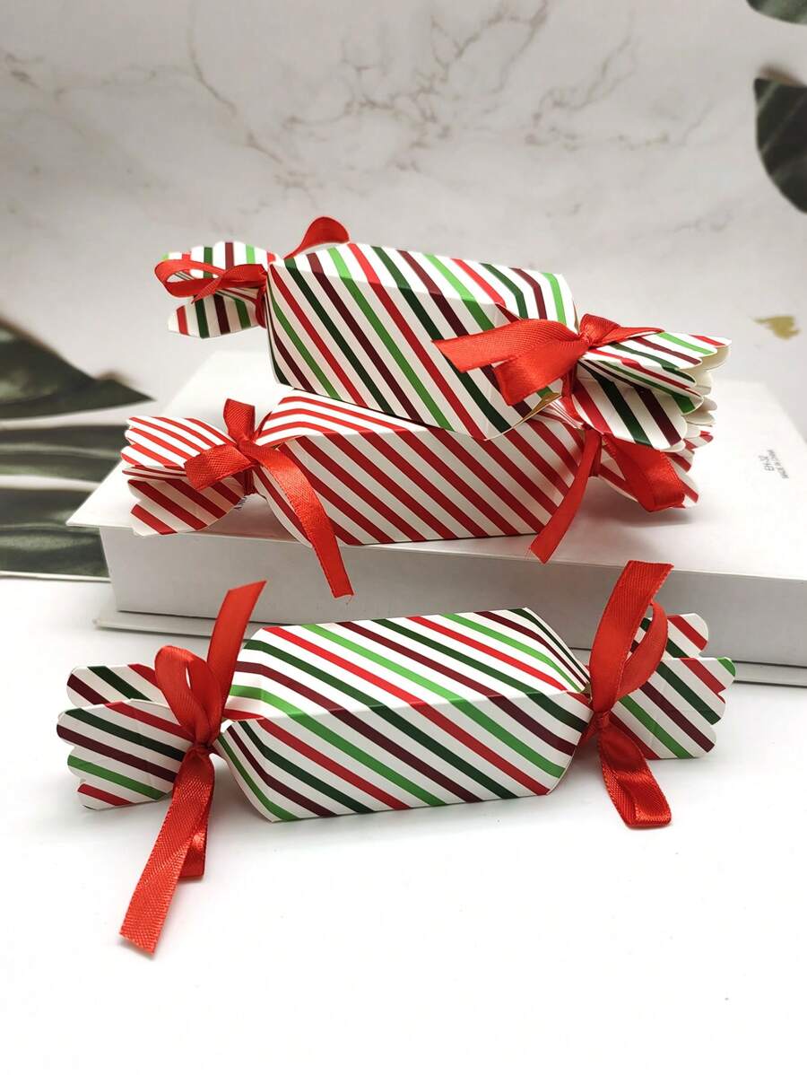 5/10/50pcs Christmas Red Striped Candy Favor Boxes Gift Boxes Party Supplies Wedding Decorations Christmas Decorations Christmas Decor Christmas Gifts Christmas Wrapping Paper Christmas Party Supplies Christmas Gift Bags Christmas Bags Christmas Stickers