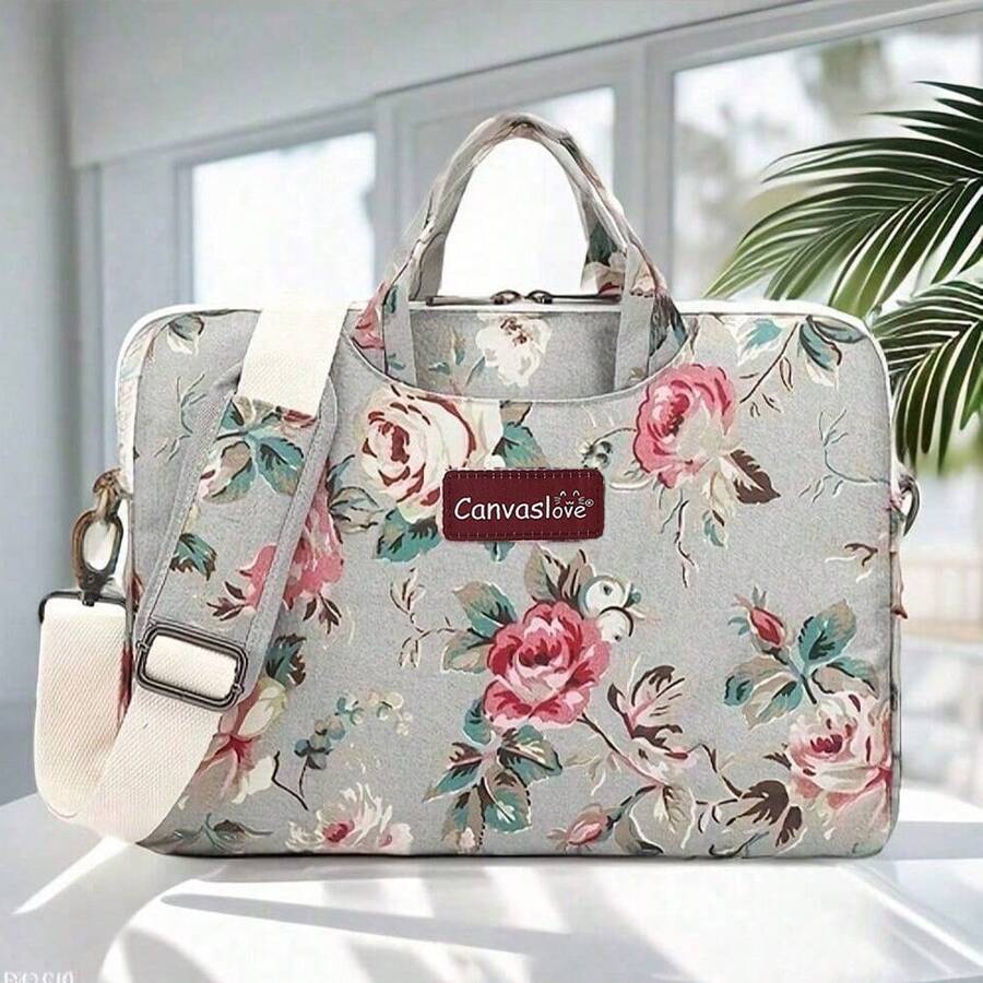 15 Inch Laptop Bag,Water Repellent Laptop Shoulder Case Sleeve Bag For Men And Women Compatible With Apple Laptop Pro 16 Inch And 15.6 Inch-16 Inch Laptop(Grey Rose) Classroom Laptop Bags Classroom Bags Teacher Storage Bags Classroom Orgnizer Bags