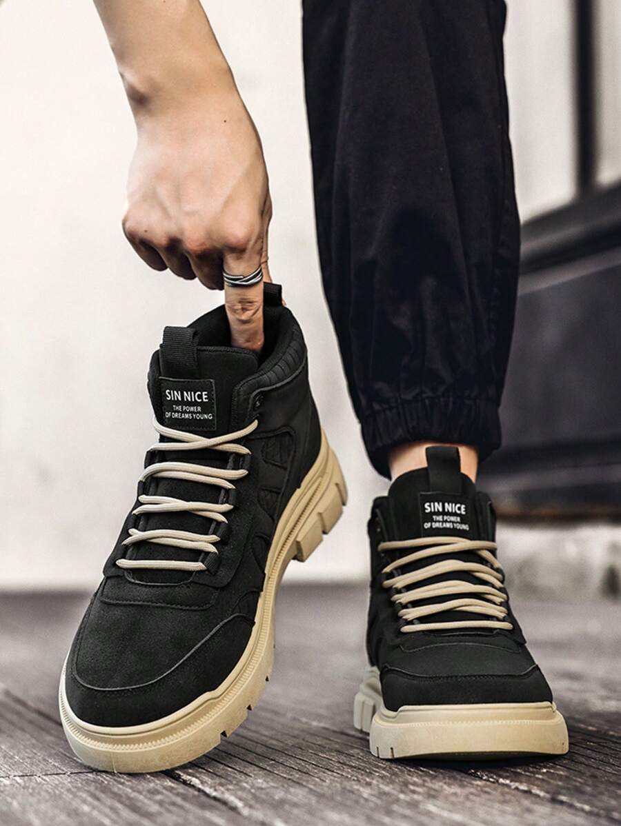 New Men High-Top Boots Sneaker Sports Shoes, Cool Skate Boots, Anti-Slip Campus Style