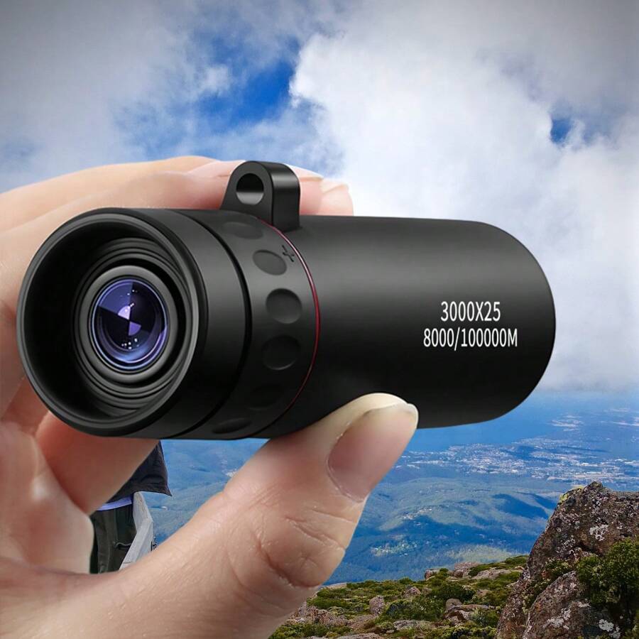 1pc 3000x25 High Definition Long Range Adult Monocular Telescope, 10x Magnification Durable BAK-4 Prism FMC Coated High-Quality Monocular Telescope, Compact Powerful Adult Monocular For Exploration, Hiking, Camping, Ideal Gift