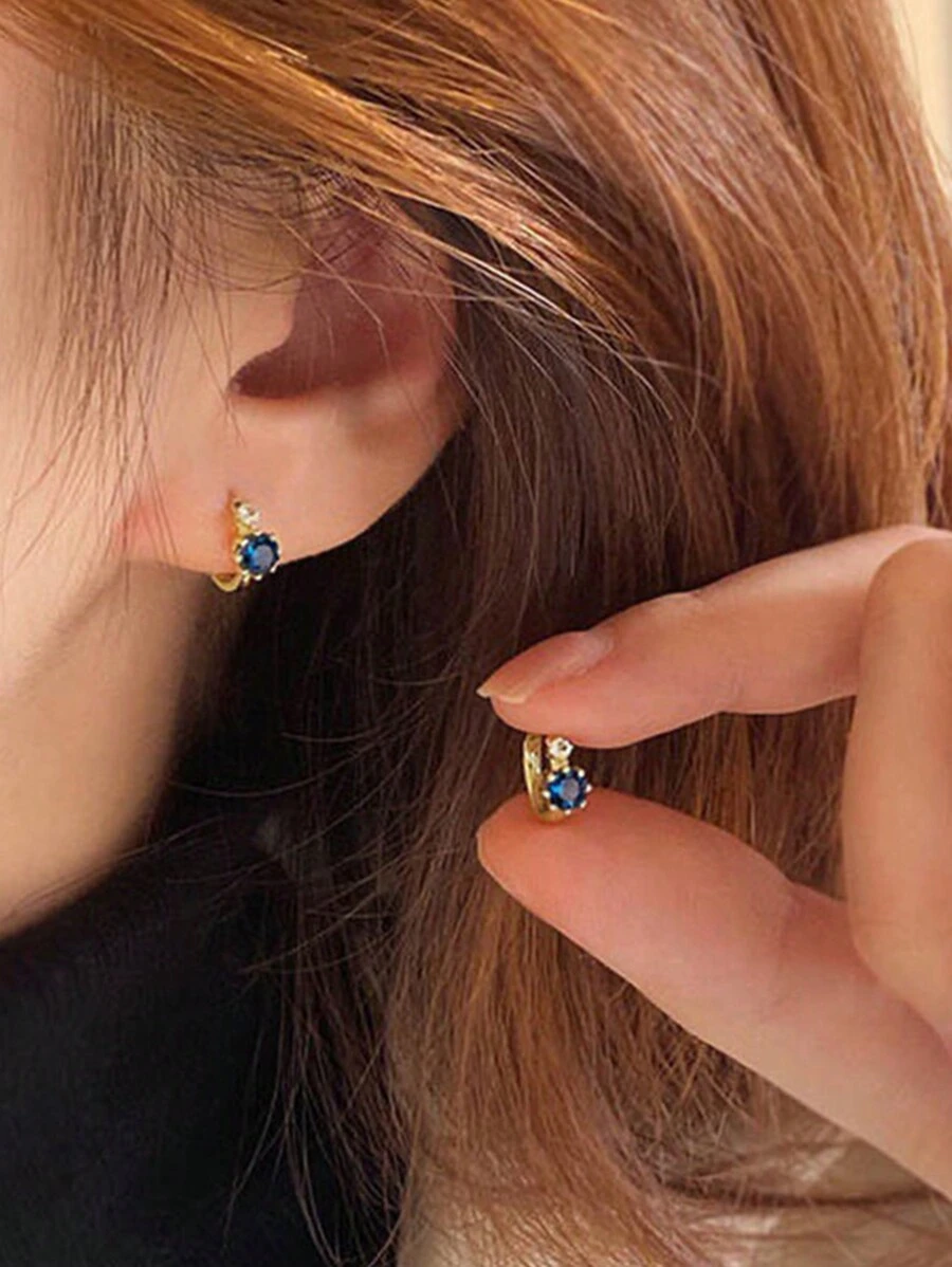 2 piezas Pendientes pequeños de aro clásicos y elegantes con circonita cúbica brillante, adecuados para uso diario y de boda de las mujeres, regalo de San Valentín, cumpleaños, para ella, mamá, madre, Día de la Madre