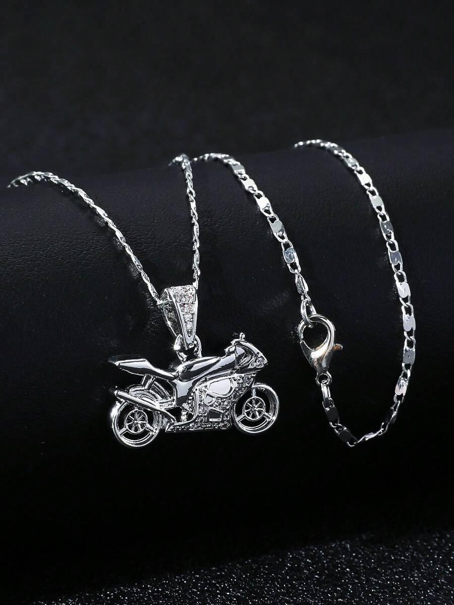 1 pieza Collar con colgante de motocicleta/coche deportivo de estilo clásico europeo y americano, de moda y único, con circonita, para hombres