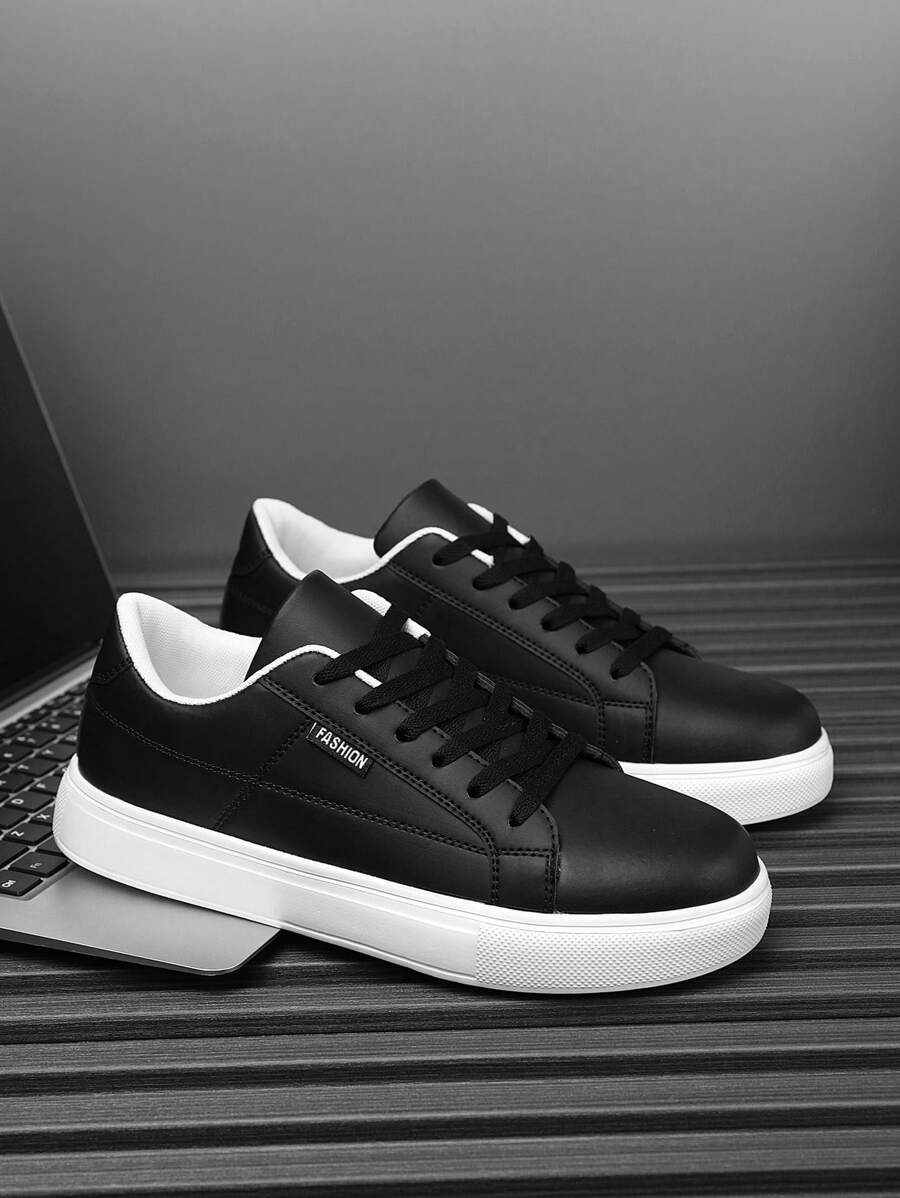 Men's Simple Versatile Front Lace-Up Splicing Casual Low-Top Flat Sneakers, Lightweight Comfortable Outdoor Sports Casual Shoes