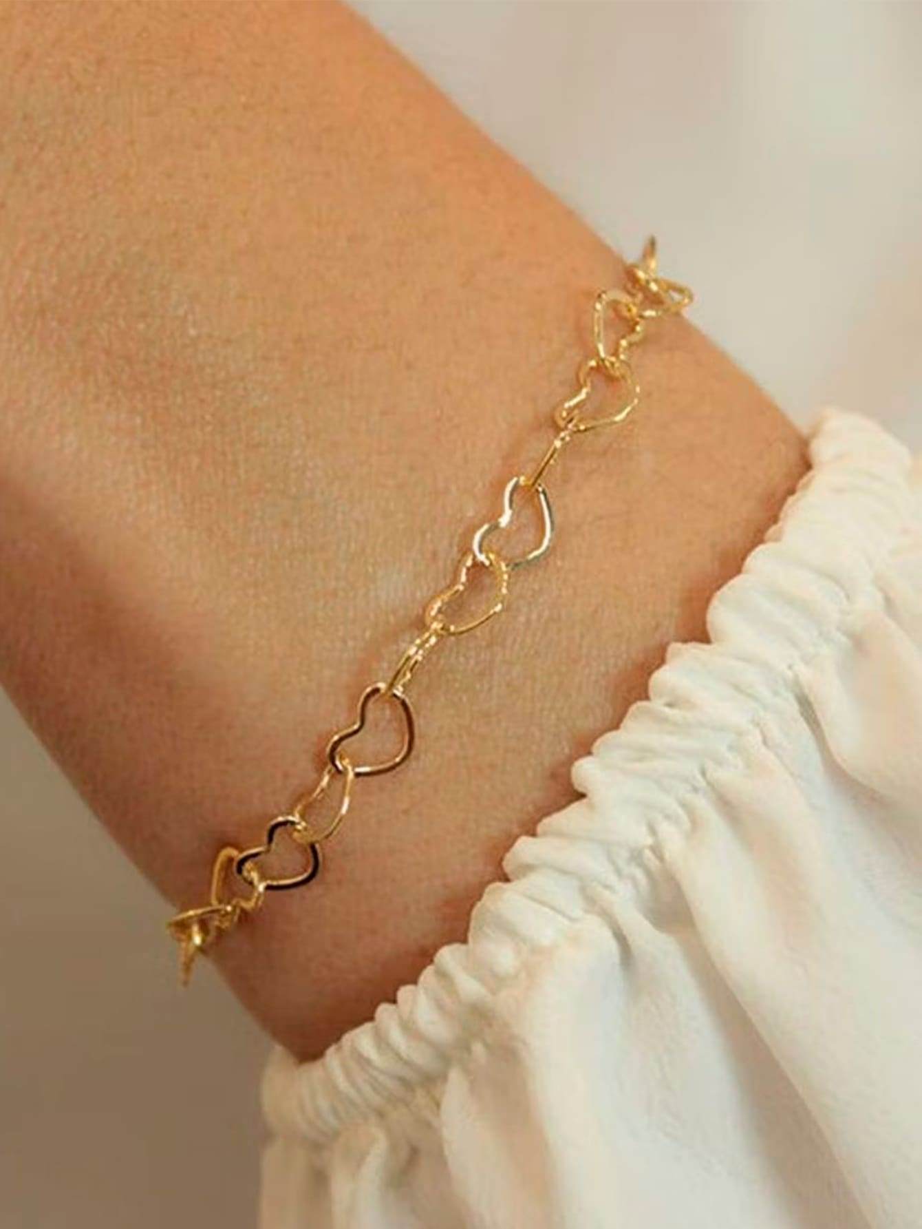 Pulseira Feminina Elo Corações vazados Banhado a Prata 925 Legítima / Ouro 18k 3mm