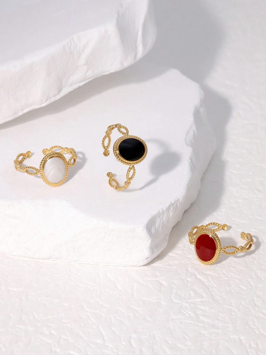 1 pieza Anillo abierto geométrico clásico vintage de acero inoxidable, estilo de lujo de alta gama, adecuado para uso diario y de fiesta de mujeres