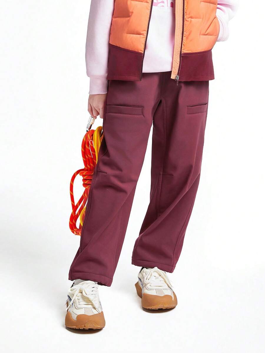 Annil Tween Girls Clothing. Reflective Printed, Solid Color, Simple. Full-Waist Woven Clamdiggers With Composite Fleece. Warm And Temperature-Locking In Winter. Thermal Lined Long Pants.