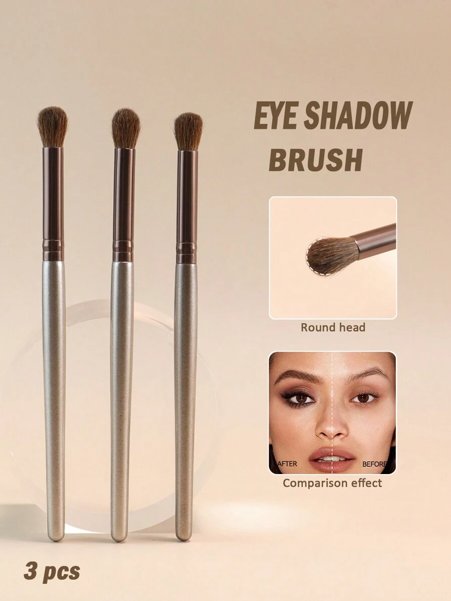 3 Sets Of Soft Eye Makeup Brushes, Including Eye Shadow Brush, Fluorescent Brush, Daubing Brush, Fine Horse Hair Eye Shadow Makeup Tools