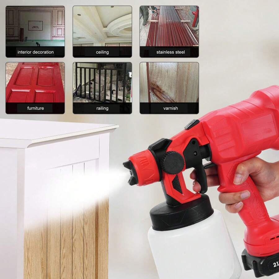 AYYUFE 1 X Paint Sprayer Cordless Paint Sprayer With 4 Nozzles 38000Rpm High Speed 3 Modes Adjustable Wide Use Rechargeable Paint Sprayer 10.43" X 10.24"