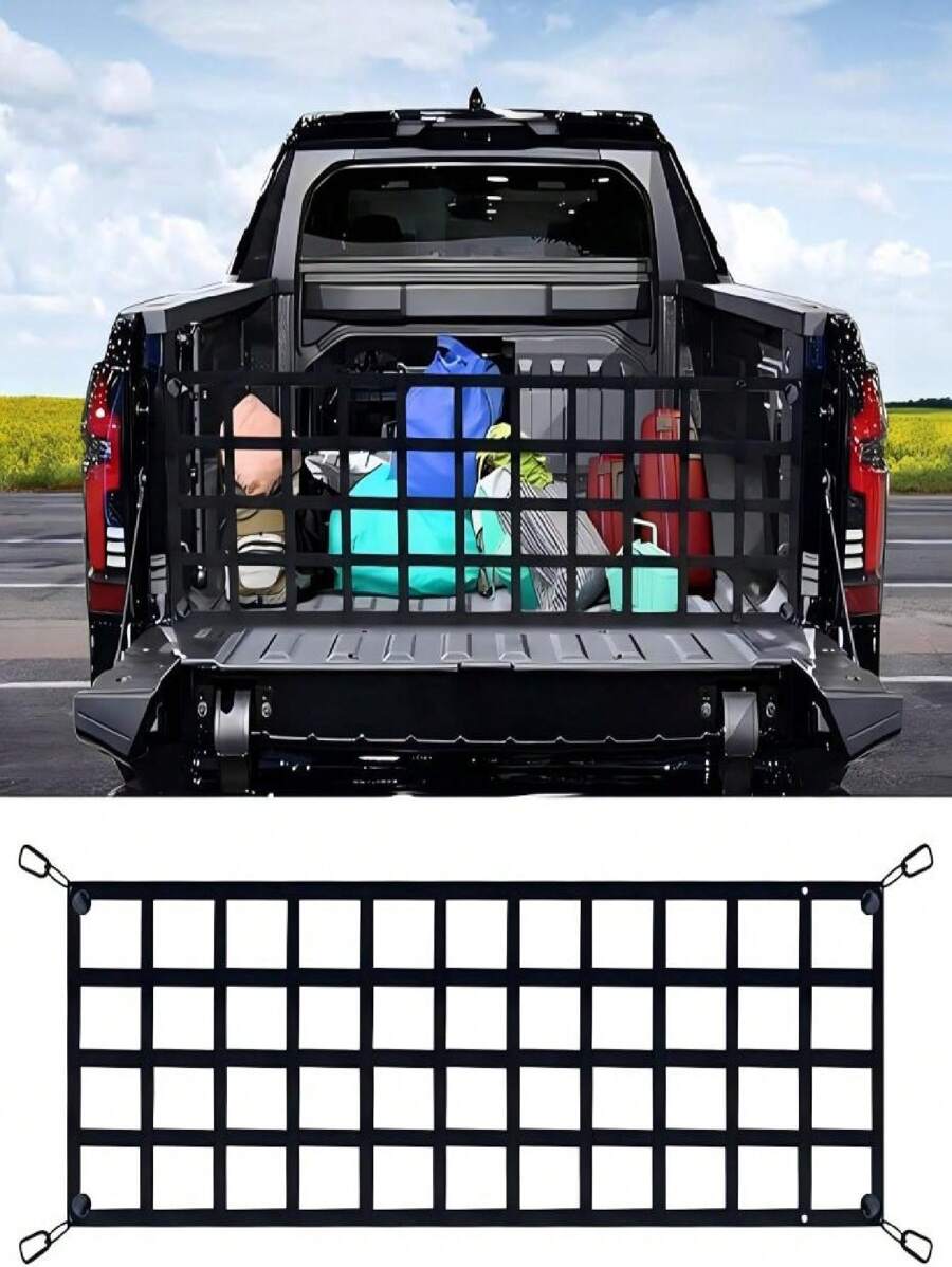 Tailgate Net For Pickup Truck Bed - Cargo Trucks Bed Divider For Full Size Truck 60'' X 18'' (Black) - Mesh Tail Gate Competible With C Hevy, F Ord, T Acoma, T Oyota, R Am Etc