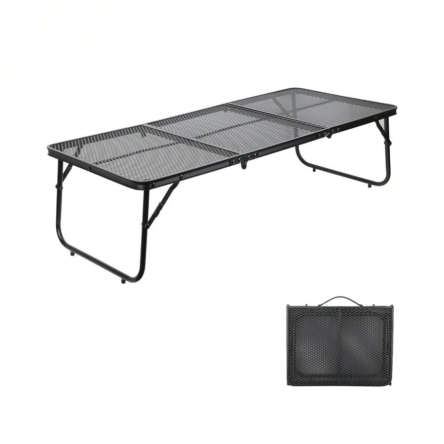 Moosinily Moosinily Small Low Short Floor Protable Grill Table 3 FT Picnic Table Folding Table Metal Foldable Portable Outdoor BBQ For Beach Black 35.4*15.7*9.4 Inch