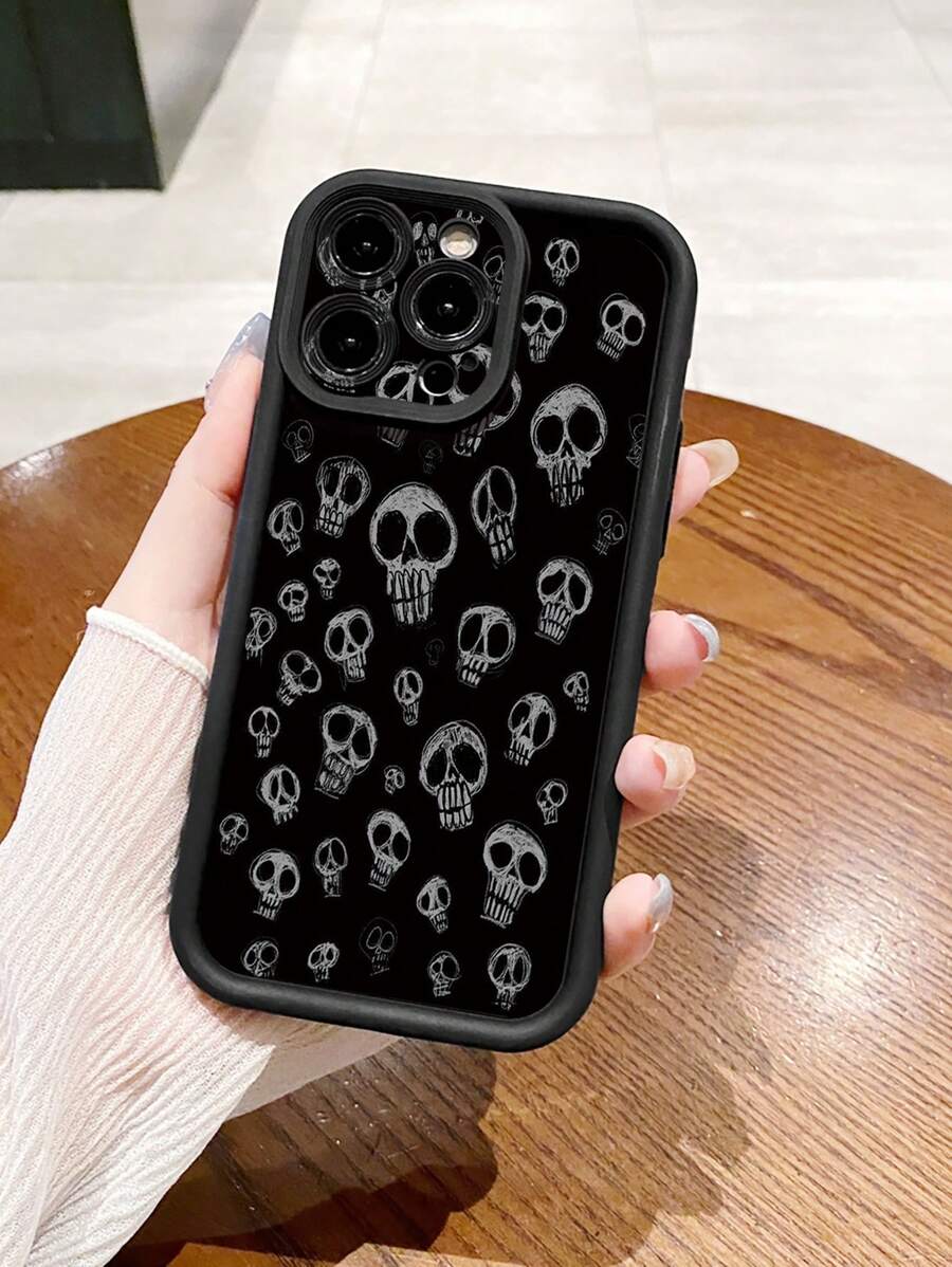 1pc Skull Design Anti-Drop Mobiele Telefoonhoesje, Compatibel met Iphone/Galaxy/Infinix/Redmi/OPPO/VIVO/MOTO/Honor/Oneplus/Itel/Tecno
