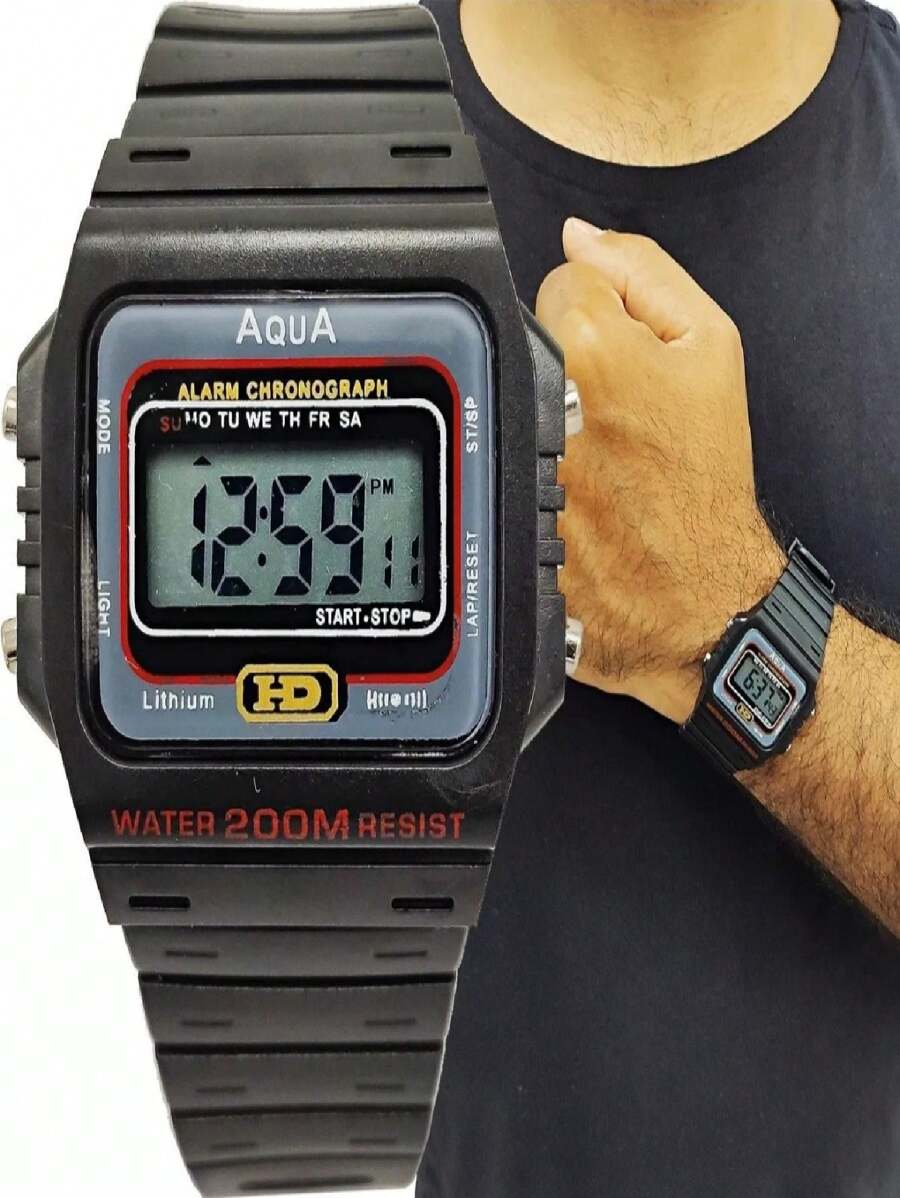 Relógio Masculino Esportivo Digital Modelo Aqua AQ-37HD