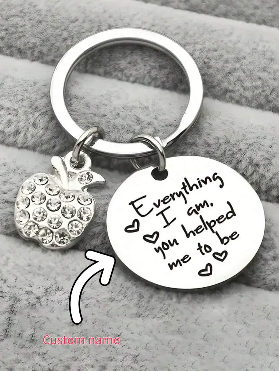 1pc Customizable Stainless Steel Round Keychain, Compact Design, Holiday Gift For Parents, Laser Engraved Stainless Steel Keychain, Father's Day & Mother's Day Gift