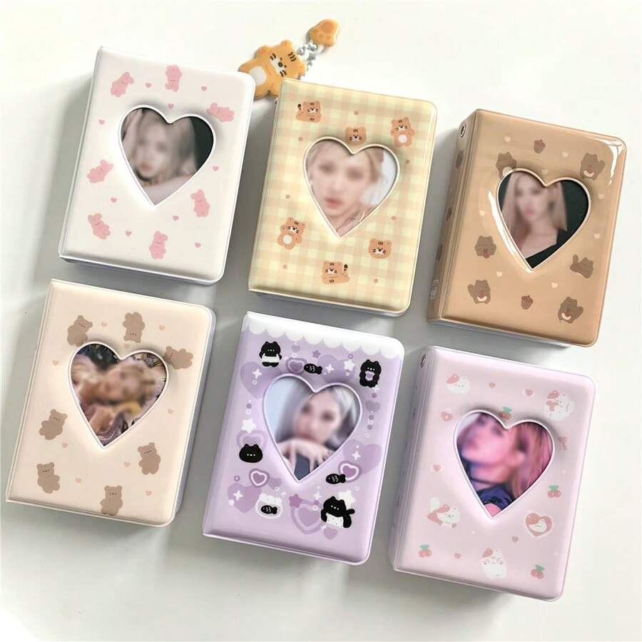 1 pezzo Album fotografico rettangolare adorabile con motivi animali, portafoto a forma di cartone animato di 3 pollici con copertina dipinta, con portacarte in plastica PP - regalo perfetto a tema K-pop per la Festa della Mamma, Capodanno, Pasqua, forniture scolastiche, ritorno a scuola