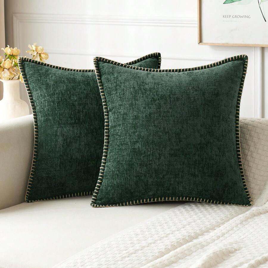 1pc Soft, Cozy & Skin-Friendly Two-Sided Chenille Soft Decorative Pillow Cover Without Filler, Farmhouse Swan Velvet Pillowcase, Square Shape, Suitable For Sofa & Bed, Spring/Summer