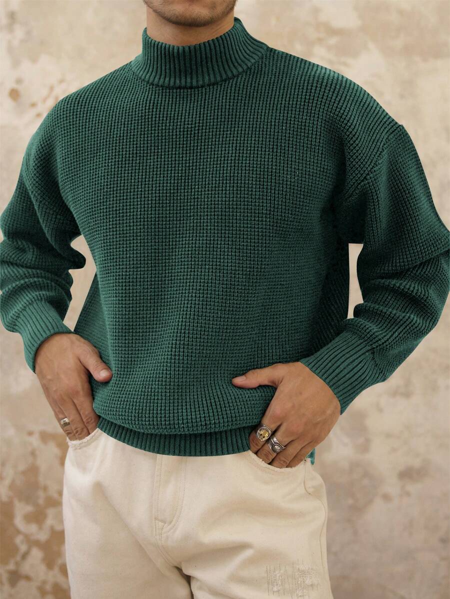 Pulover bărbătesc vintage casual cu guler înalt