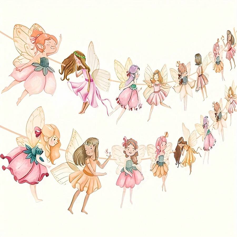 16 Piezas Pancarta de Fiesta de Hadas Decoraciones de Pancartas de Hadas para Fiesta de Cumpleaños de Hadas, Suministros para Baby Shower con Tema de Cuento de Hadas, Navidad