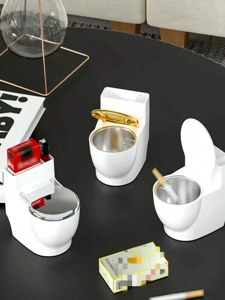 1pc Toilet-vormige asbak met deksel, modieuze overdekte asbak, toilet-asbak beste geschenken