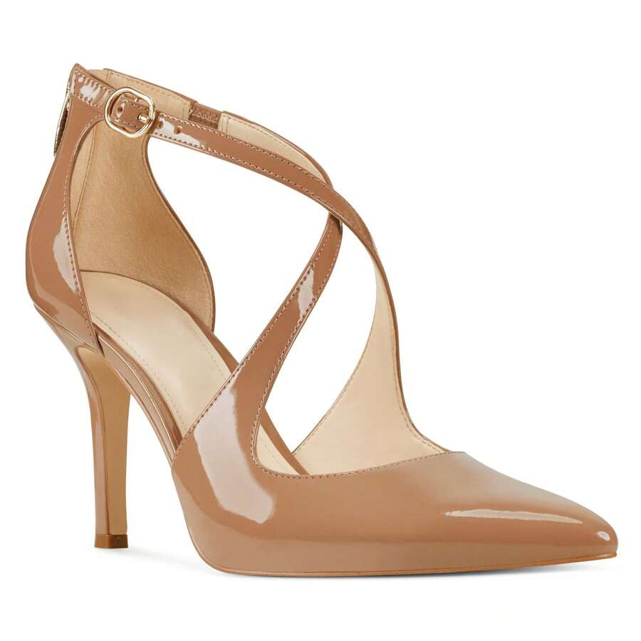 Womens High Heels Pointed Toe Pumps Crossed Strap D'Orsay Zip Up Stilettos Party Dress Shoes