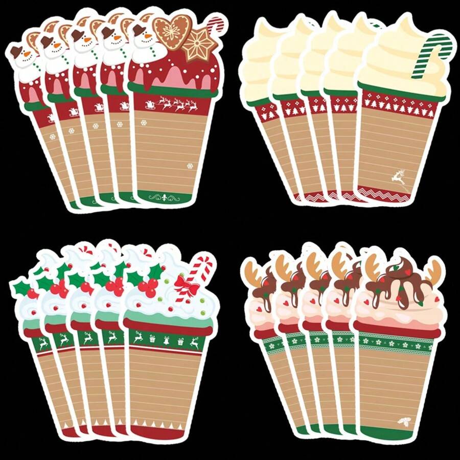 3 pezzi di note adesive natalizie (inviate casualmente in 3 design), regali a tema natalizio, adatti per elenchi di cose da fare e biglietti regalo, block notes a forma di tazza di caffè carino, ideali per scuola, ufficio e regali per la casa