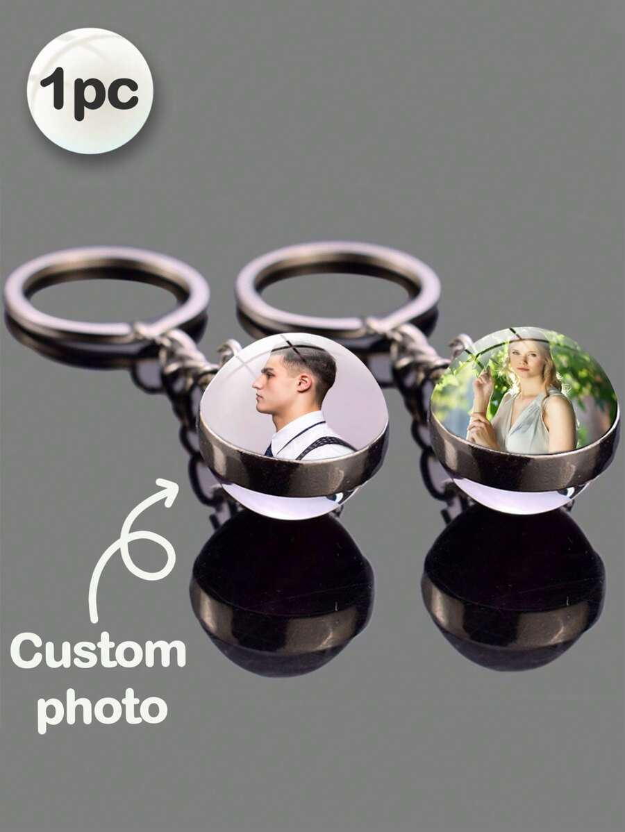 1 pièce Porte-clés personnalisé avec photo couleur personnalisée, message. Cadeau d'anniversaire, commémoratif pour couple, petite amie. Porte-clés photo personnalisé couple, couleur photo personnalisée, message en alliage. Cadeaux commémoratifs personnalisés pour la famille. Porte-clés personnalisés avec photo double face, impression couleur complète, en alliage. Cadeau pour hommes, femmes