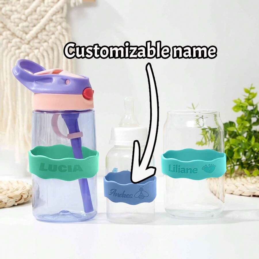 Custom Silicone Bottle Label, Silicone Tag, Personalized Silicone Label Sippy Cup Label Water Bottle Label Baby Bottle Label Water Bottle. Baby Shower Family Decorations Giftswinter Eve Gifts Back To School Winter Gift Ideas Boy Girl Valentine's Day