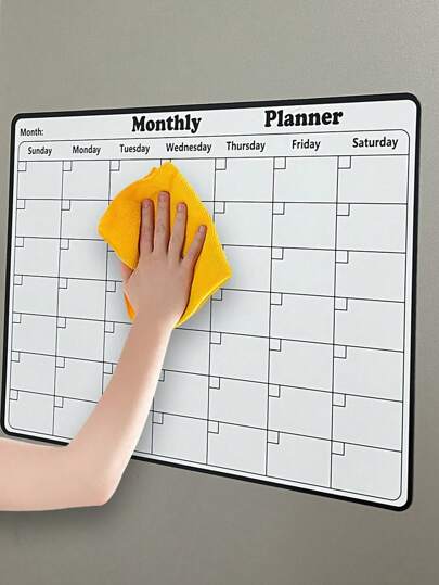 Magnetic Monthly Planner Whiteboard For Refrigerator - 1pc Erasable Square Calendar Magnet, Plastic Self-Discipline Planning Board, Reusable Message Memo Pad For Kitchen Decoration, Home Organizer Accessory