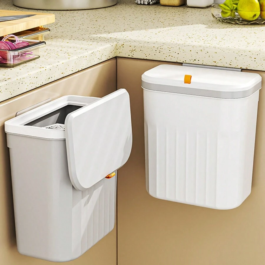 Cubo de basura de cocina montado en la pared con tapa, basurero de baño, cesta de papel para la sala de estar, papelera para puerta de armario, almacenamiento de basura, camping, fiesta, decoración de habitación, sala de estar, baño, suministros de cocina, decoración del hogar, regalos de Navidad, regalos para el hogar, decoración de habitación