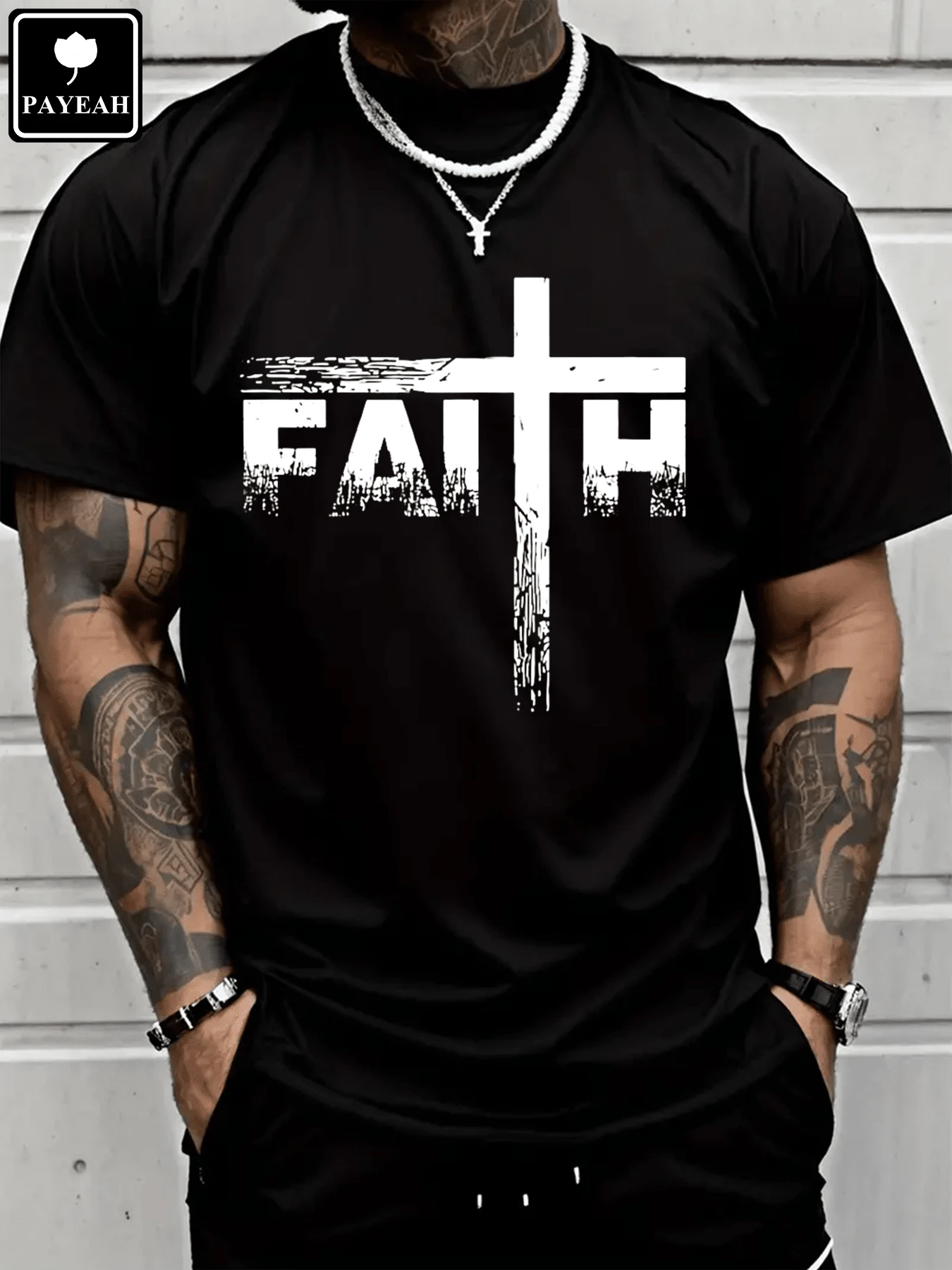 PAYEAH Christian Shirts-Faith & Cross Christian T-Shirts -Faith T-Shirt 100% Heavy Cotton T Shirt