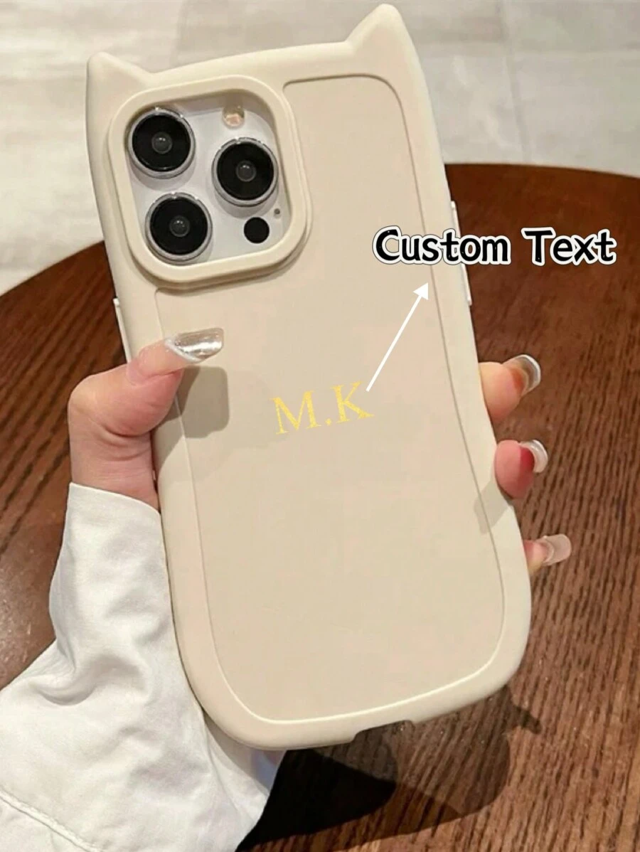 1 Stück personalisiertes süßes Handygehäuse mit Katzenohren, individualisierter Buchstabenname, kreatives minimalistisches Paar-Handygehäuse, geeignet für 16 15 14 Pro Max 13 12 11 Plus, Valentinstag Geschenk, Geburtstagsgeschenk, Feiertagsgeschenk, Geschenk für ihn/sie, personalisiertes Geschenk, Etsy/Individuelles Produkt, Jahrestags-/Hochzeitsgeschenk, personalisiertes Geschenk für Eltern (TPU, Folienprägung)