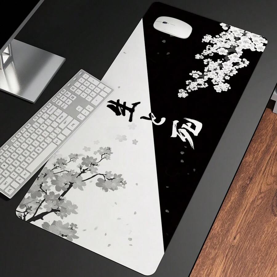 Mousepad Large XXL Cherry Blossom Art Print Anime Landscape Pretty Cute Yin-Yang Art Of Life And Death Mousepad Rubber Mousepad Computer Accessories Keyboard Mouse Popular Mat Table Mat Floor Mat Gift For Someone To Send Male And Female Friends Gaming Mousepad