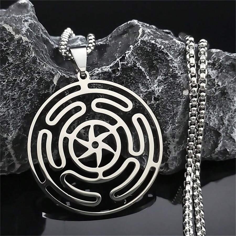 Hekate Wheels Roestvrij staal Goud/Zilver/Zwart Ketting Hanger Strophalos Magisch Symbool Logo Glamour Mode Accessoires Voor Mannen En Vrouwen Koppels Vakantiecadeaus