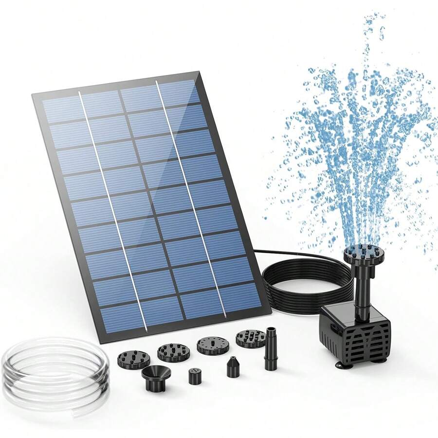 AISITIN Fontaine solaire extérieure 2,5 W Mise à niveau extérieure Fontaine solaire DIY Tuyau d'eau de 1,2 m Fontaine solaire 6 types de pompes à eau solaires de piscine de style fontaine Pompe solaire de jardin Bain d'oiseaux