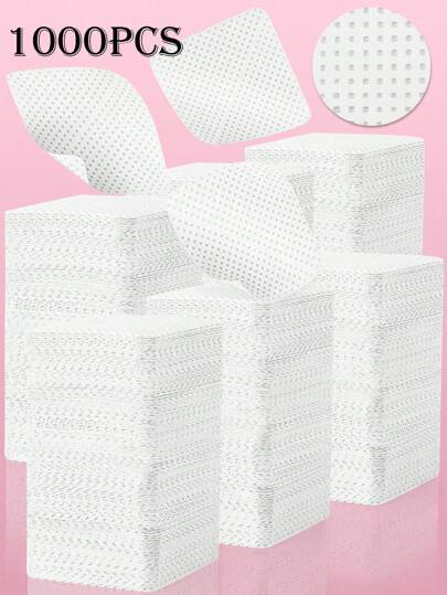 1000/600/300/100PCS Lint Free Nail Wipes, Nail Polish Remover Pads Eyelash Extension Wipes, Soft Non-Woven Acetone Nail Polish Remover Pads Nail Wipes For Nail Prep And Gel Polish Remover