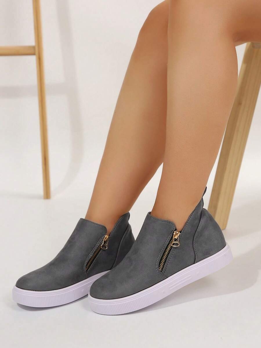 Women Ankle Boots And Short Boots, Beige Boots, Women's Flat Shoes, New Ladies Short Boots With Zipper, Plus Size Women Shoes