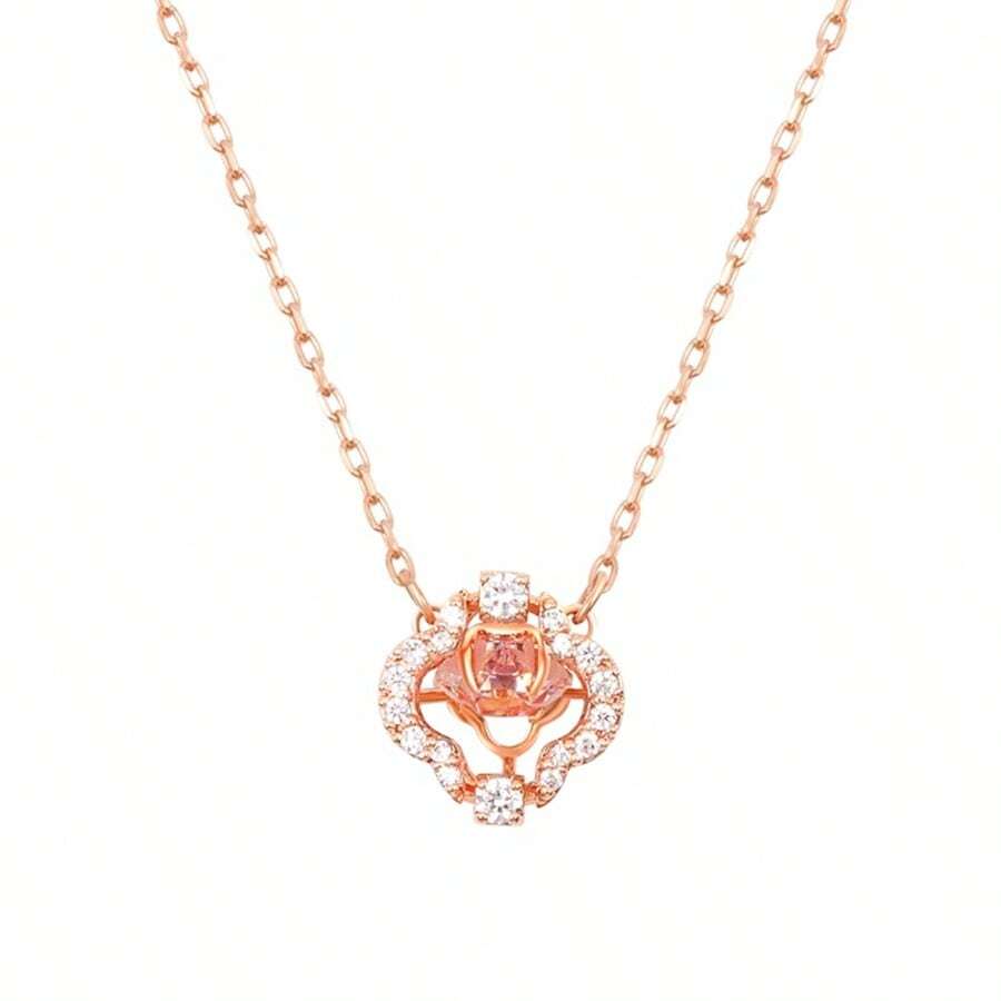 Swarovski Sparkling Heart Four-Leaf Clover Necklace 5514488 Valentines,Mom,Mother,Mother's Day,Gift