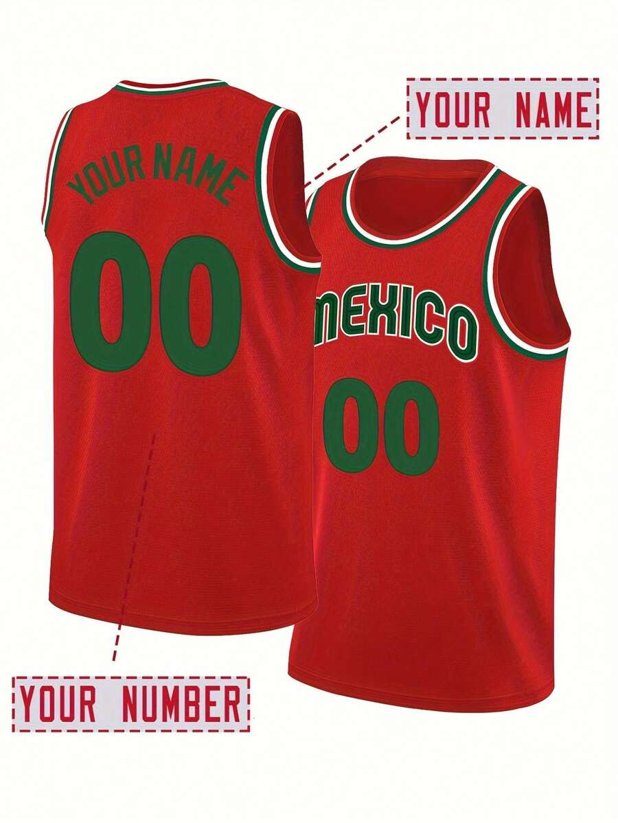 Customized Name And Number Boyfriend Style Men's Embroidered Basketball Jersey Red Round Neck Personalized Sleeveless Shirt Party Game Training Competition Sports Top DIY S-Xxl