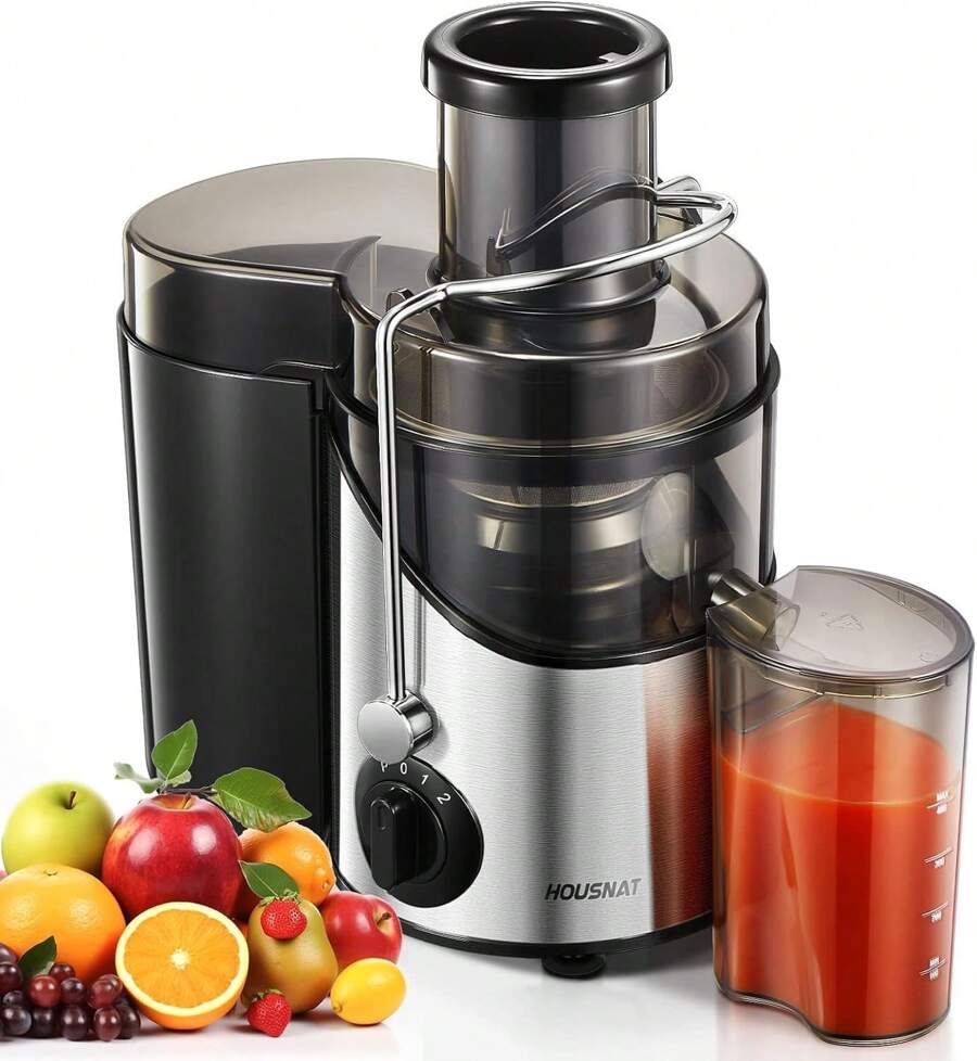Centrifugeuse Extracteur à Jus de Fruits et Legumes à 3 Vitesses, 65mm Large Bouche en Acier Inox, 400W