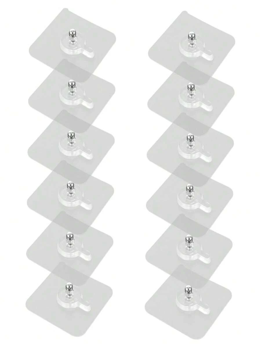 6 pezzi/set Ganci da parete adesivi in PVC trasparente senza chiodi, moderni accessori per appendere facili da installare senza trapano, viti in acciaio inossidabile, adesivi murali