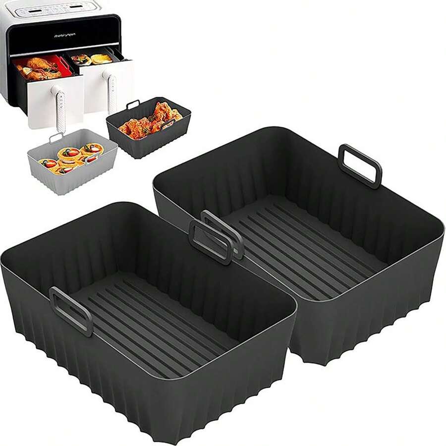 1pc/2pcs/3pcs Reusable Silicone Air Fryer Pot, Organic Silicone Air Fryer Cooking Mat, Air Fryer Accessories, Kitchen Supplies Replacement Non-Stick Baking Paper Liners For Air Fryer