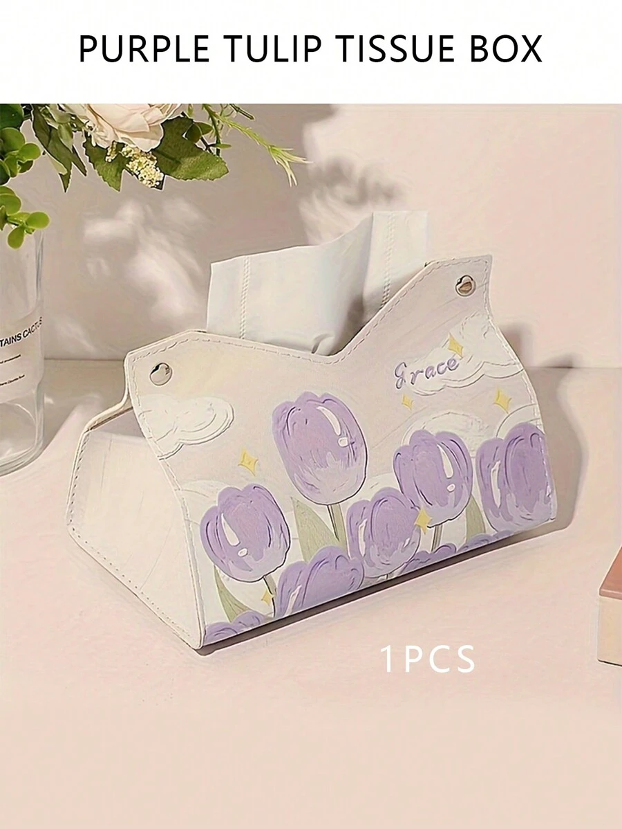 1pc Floral Pattern Tissue Box Cover Holder, Dining Table Napkin Container, Creative Towel Holder, Bathroom Living Room Bedroom Dressing Table Countertop Tissue Storage Box, Home Decor, Bathroom Accessories,Home Stuff,Table,Home Decorations,Home Organization And Storage, For Home Kitchen Bedroom Living Room Dining Room, Home Decoration Accessories, Decorative Box,Women Wedding Gift,Summer Travel Holiday Festival Must-Have