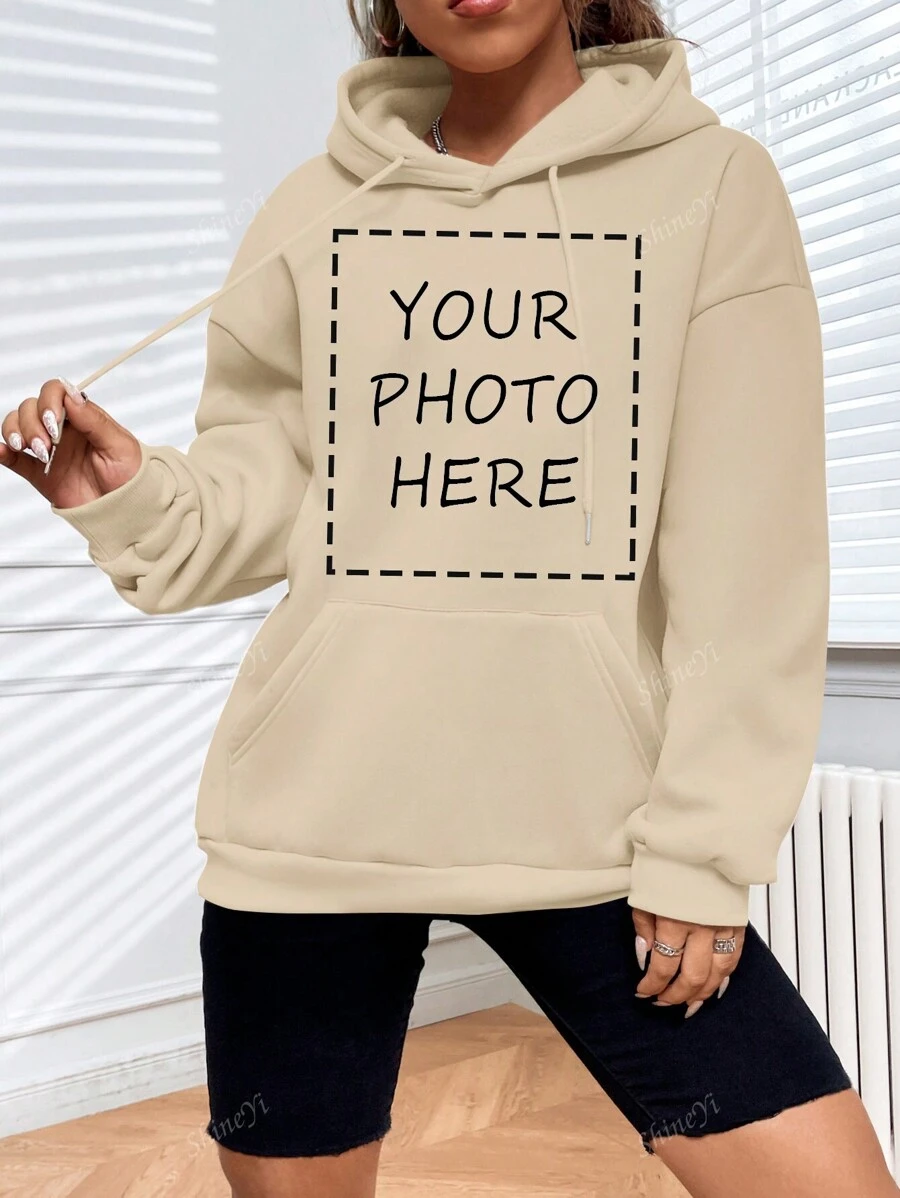 Customized Women Christmas/Thanksgiving Gift, Personalized Hooded Sweatshirt - Add Your Own Photos (Family/Selfie) To Design Your Own Custom Print, Winter Clothes, Personalized Hoodie, Christmas/Halloween/Thanksgiving Pullover, Carnival Costume, New Year Pattern, Baby/Couple/Family/Pet Photos
