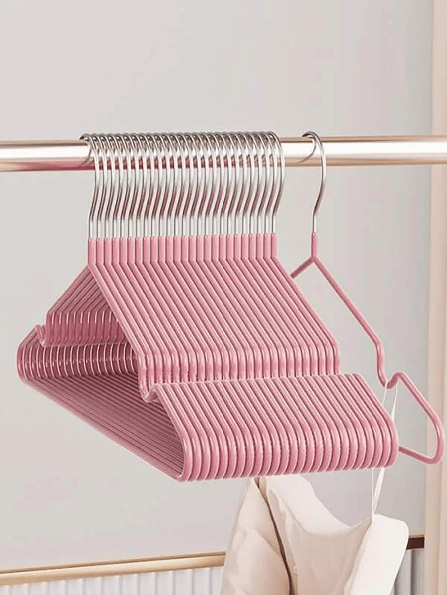 1pack With 1pc/5pcs/10pcs/20pcs Indoor Hangers, Minimalist Metal Clothes Hangers With Non-Slip Grooves, Suitable For Adult Use