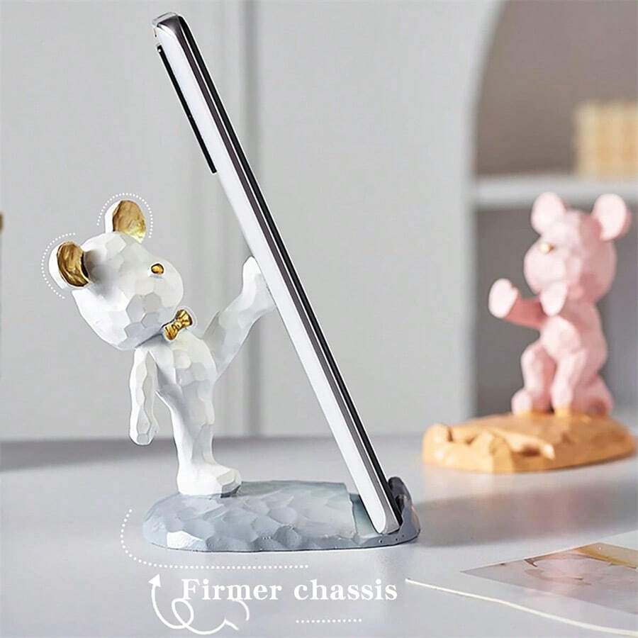 1PC Cute Bear Phone Stand For Desktop Decoration Kawaii Phone Stand Universal Desktop Phone Stand, Best Friends Couple Gifts For All Mobile Smartphone Tablets.Suitable For Desk, Bedside, Living Room, Study, Bedroom, Gift.(4 Style Available)