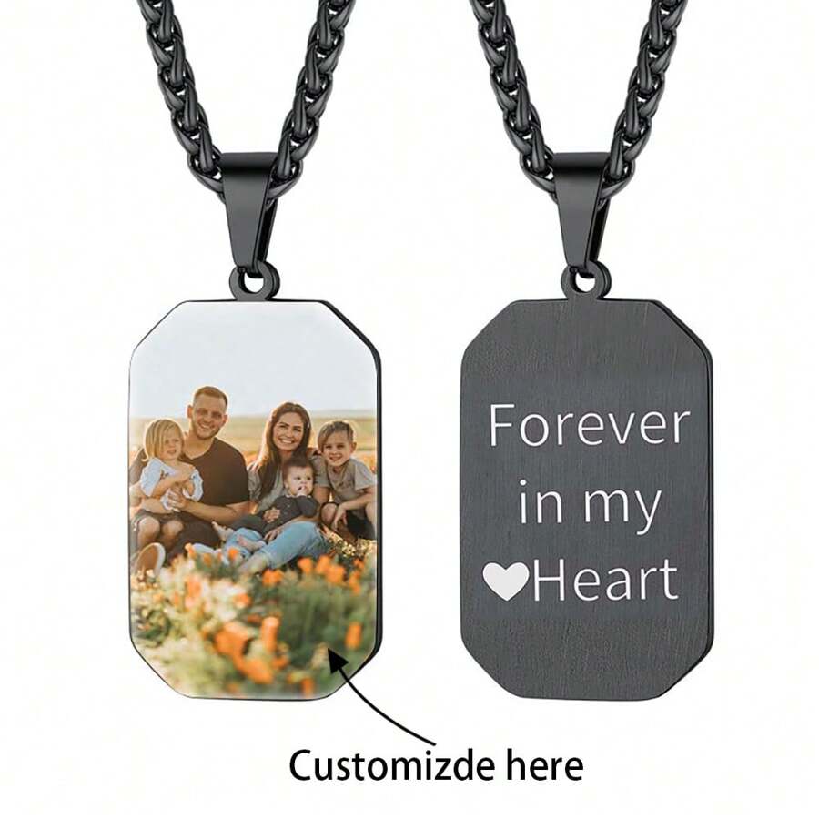 Personalized Colorful Photo Necklace, 18K Gold Plated Stainless Steel Chain, Custom Pendant For Men & Women, Personalized Jewelry Gift For Loved Ones, Birthday/Mother's Day/Thanksgiving/Christmas,Black,Stylish,Colorful,Vintage,Unisex,Hipster,Simple,Casual,Custom,Personalized,Unique,Ideal Gifts For Him,Ideal Gifts For Her,Her,Boyfriend,Girlfriend,Dad,Mom,Family,Friends,For Anniversaries,For Birthdays,For Graduation,For Prom,For Party,Jewelry Women,Elegant Outfit