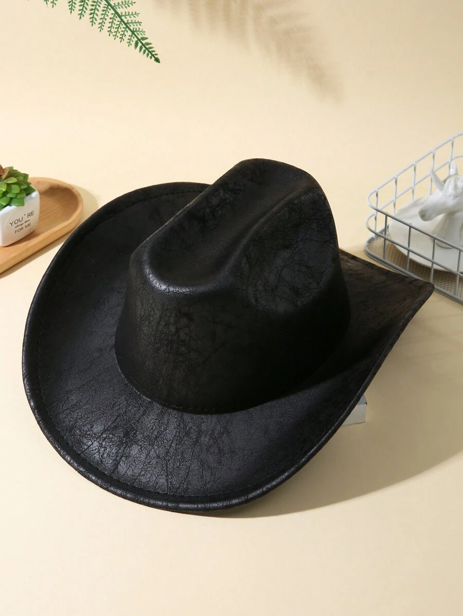1pc Unisex Solid Boho Cowboy Hat Soft Felt Hat Jazz Panama Hat Ridge Cowgirl Hat Fedora Hat Western Suitable For Party