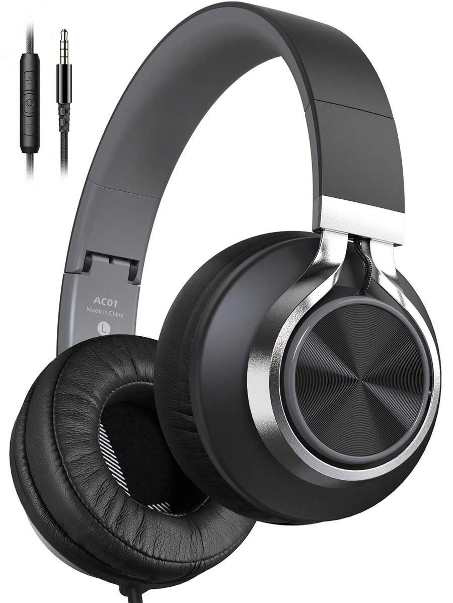 1 pièce Casque filaire circum-aural , casques stéréo filaires avec microphone, contrôle du volume et isolation phonique pour adultes et adolescents 3,5 mm pour Chromebooks, ordinateur portable, ordinateurs, tablettes, voyages