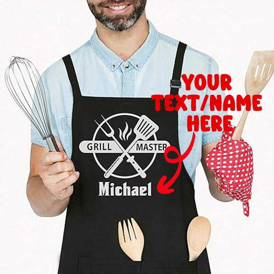 1 Stück personalisierte, kundenspezifische Design Ihre eigene einstellbare Schürze mit Taschen für die Küche zum Kochen für Weihnachten