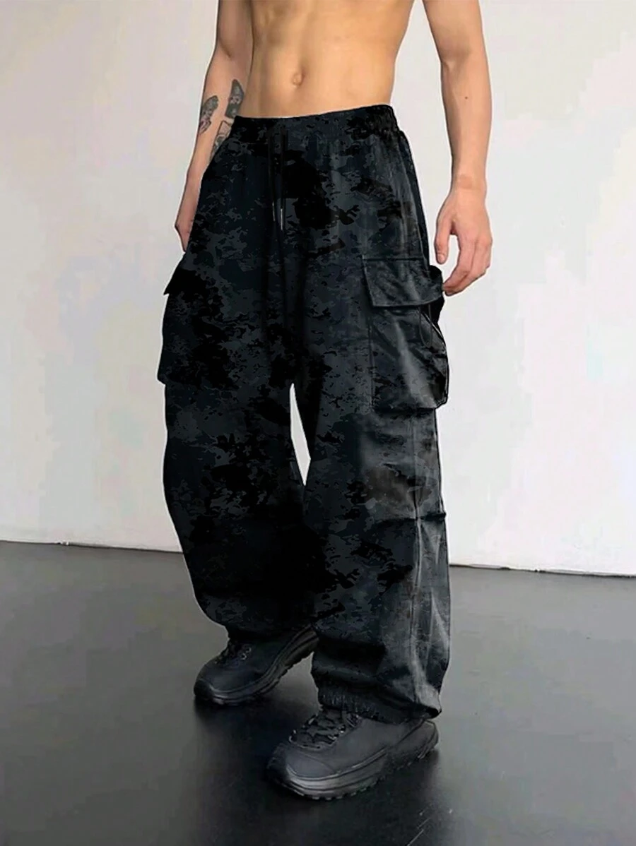 1 Stück Herren Cargo Hose im Camouflage-Muster mit Mehrfach-Taschen, lässig, locker geschnitten für Strandmode, täglichen Weg zur Arbeit, Sporttraining, Outdoor-Aktivitäten, Fitness, Joggen, alltägliches Tragen, Straßenmode, knöchellang, Sommer