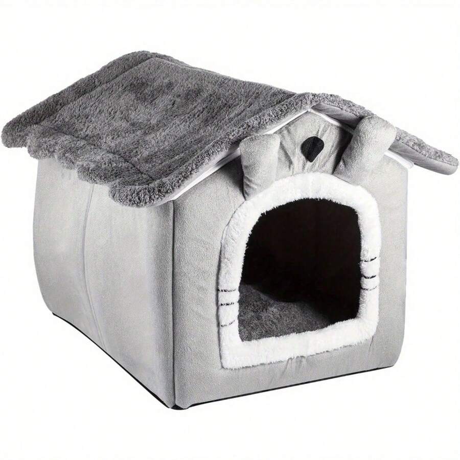 40*38*35CM Pet Cat Kitten Dog Beds Fleece Bed Pyramid Cozy Washable Warm House Cave